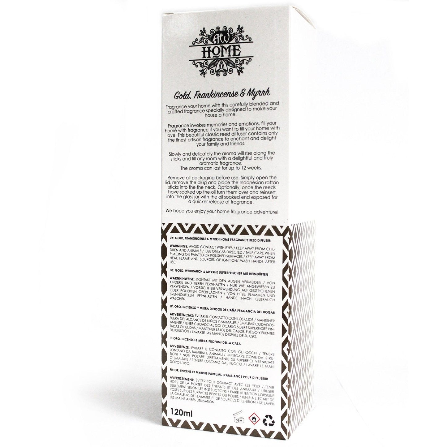 Difusor aromático 120ml - oro, incienso y mirra