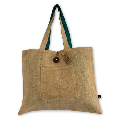 Bolsa Grande Reversible de Yute y Algodón - Verde Azulado (7717C)