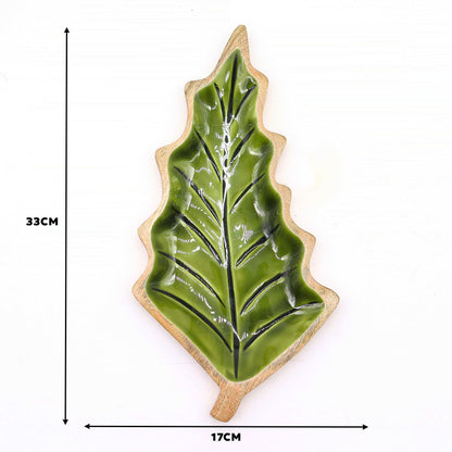 Perdido en el Bosque -  Tazón de madera con hoja esmaltada - 33x17cm