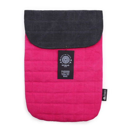 Funda acolchada para laptop - Rosa chocante - Lavado de piedra de 14 oz